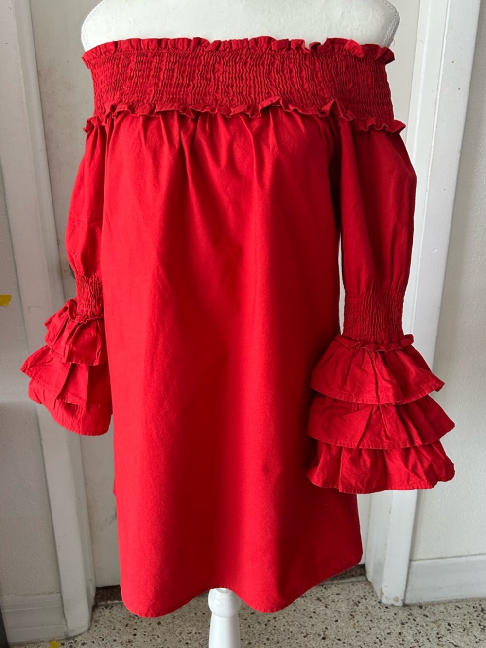 Fun Off-Shoulder Ruffle Sleeve long shirt or minidress